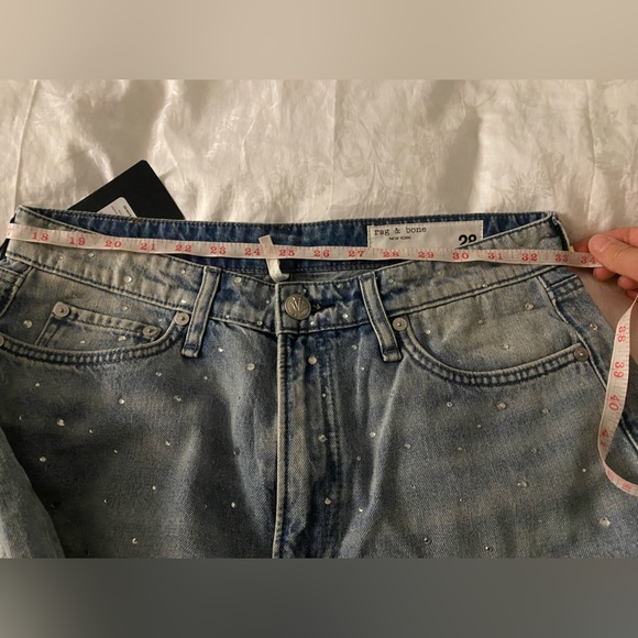 Rag & Bone Logan Bejeweled Wide-Leg Jean in Misty with Jewel Size 28 - Picture 11 of 11